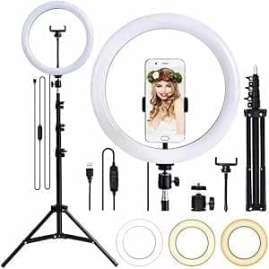 Ring Light 26cm with 2.1m Tripod for Smartphone, Camera, YouTube Video, Professional LED Ring 3 Colors