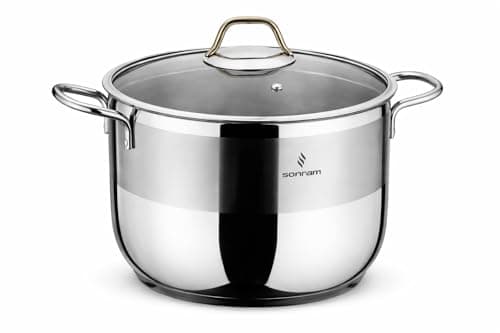 Queen Egypt Safram Stainless Steel Cooking Pot 26cm Brushed Silver Finish Durable Stockpot with Lid
