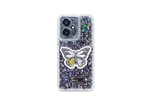 Butterfly Crystal For (Honor 400) Protective Case Glittery Back Cover Rhinestone Frame For Girls Shockproof Protection For Girls (Black) Cellular phone case