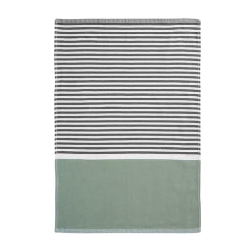 Helene MOU Cotton Kitchen Towel Set 3-Pieces, 50 cm x 70 cm Size, Green Lines