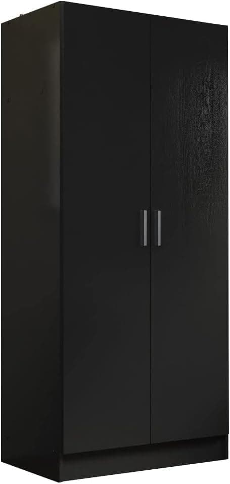 FurniFlex 2-Door Wardrobe Storage Cabinet, 71-Inch Height x 20-Inch Diameter x 31-Inch Length, Black