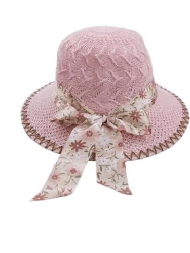 Kids Sun Hat Girls Beach Summer Holiday Hat Cute Fashion Hat for Kids | Beach And Summer,Wide Protection Hem,Floral Bow Strap,Unique Crochet Design, Suitable For Baby