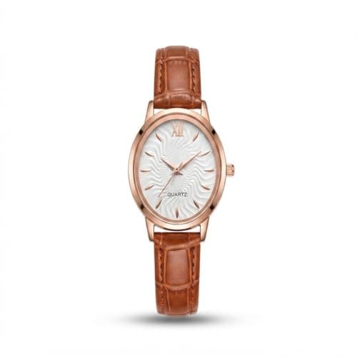 Women's Watches Elegant Oval Classic Leather Strap Comfortable Quartz Watch Precise Quartz Watch for Daily and Formal Attire Adds a Sophisticated Touch to Your Wrist (Brown)