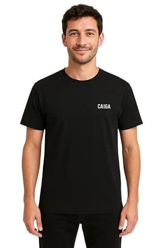 Romba Men's Basic Crew Neck Cotton Small Logo Print T-Shirt with Stretch - Casual Fit for All Occasions