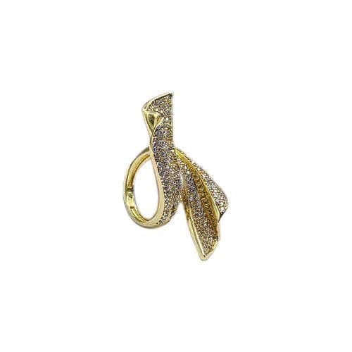 3 Diamonds 292474661779575 Gold-Plated Spiral Ring with Dazzling Zircon for Elegant Style