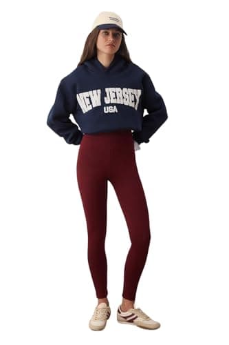 Trendyol Womens Claret Rot High Waist Basic Elastic Waist Interlock Knitted Tights Twoaw20ta0047 Leggings (pack of 1)