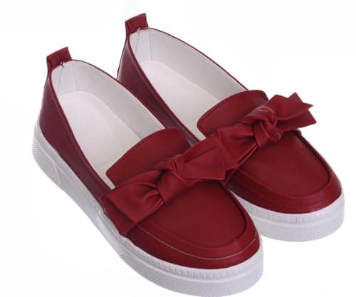 B&W womens B&W-W075-Burgundy Sneaker