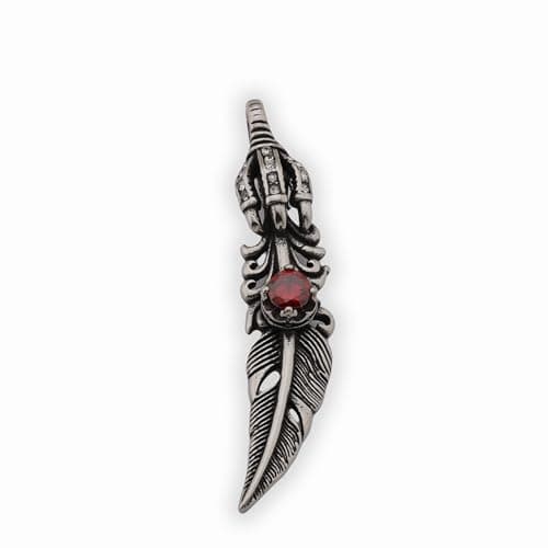 Elegant Bear S218 - Royal Feather with red cubic zircona stone Charm