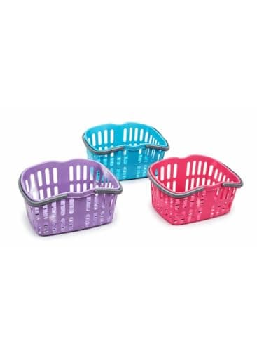 Plastic Storage Basket with Handle, Assorted Colors | Home & Kitchen, Side Ventilation, Comfortable Handle, Bright Colors, Lightweight