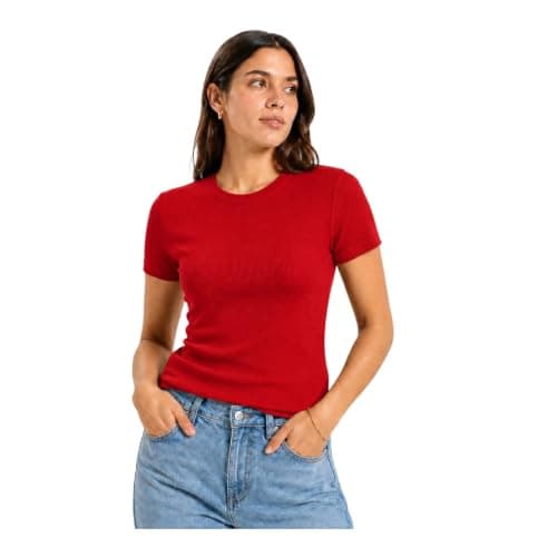 Womens Plain T Shirt Casual Soft Short Sleeve Top Comfortable Everyday Outfit for Work University and Daily Wear