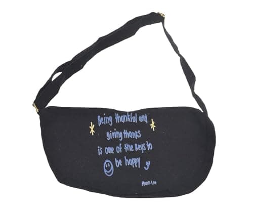 OX W-26 Comic Phrases Fabric Fashion Printed Waist Bag with Zipper for Women, Black Waist pack