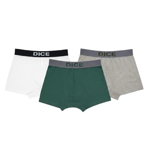 Dice Men Plain wide elastic boxer Pack of 3,Olive-Grey-white XXL Underpants