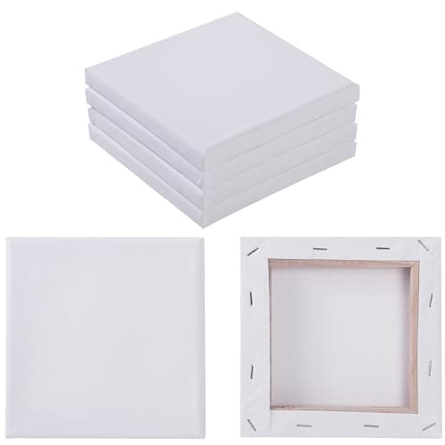 akindou Canvas Mini Canvas Square 100% Cotton Pre-Treated Acid Free Oil Painting Watercolor Art Supplies Art (15cm x 15cm Set of 6)