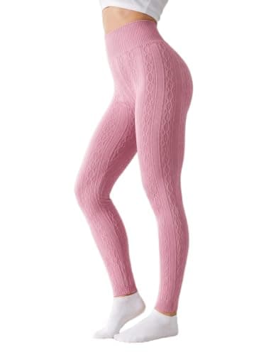 Meza Cable Knit Seamless High Waist Leggings for Women | Stretchy & Breathable, No-Edge Ankle Design Pants