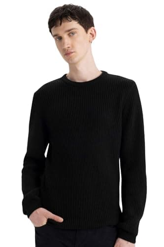 DeFacto Mens Casual Standart Fit Crew Neck Long Sleeve Tricot Pullover C8814AX Pullover (pack of 1) Sweater