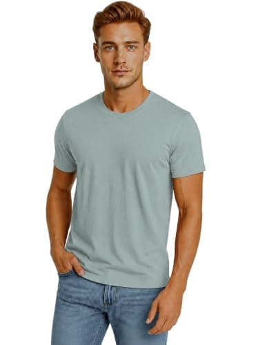 ISTANBUL MODEL Men’s Plain T-Shirt, Round Neck Short Sleeve Tee, 95% Cotton & 5% spandex Stretch, Regular Fit, Pack of 1