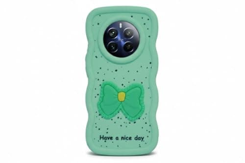 Compatible Case with Realme 12 Pro Plus, [Drop Protection] 3D Bow Pattern Soft TPU Shockproof Phone Case Full Body Protection (Mint Green) Cellular phone case