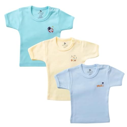 Pluto Pack Of 3 Cotton Colored Half Sleeve Undershirts For Baby Shirt