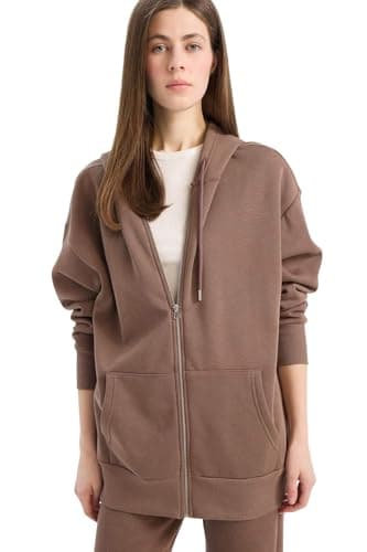 DeFacto Womens Oversize Fit Hooded LONG SLEEVE Knitted Cardigan V4233AZ Cardigan (pack of 1) Sweater