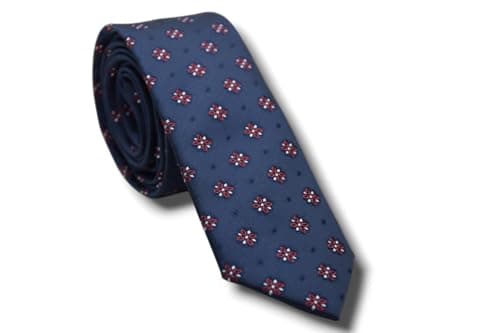 Marco Capelli Necktie For Men Navy-Red&White 6CM M4