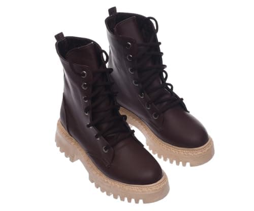 B&W womens B&W-W066-Brown Sneaker Boot