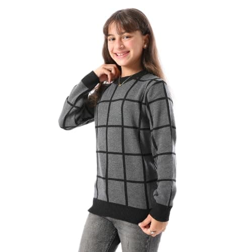CAESAR Womens Unisex wool pullover with a plaid design Unisex wool pullover with a plaid design Outerwear