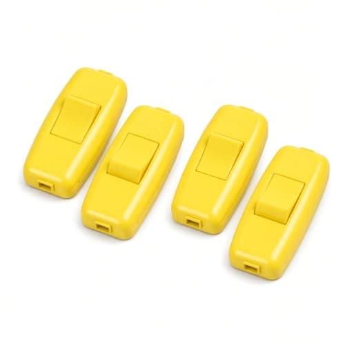 Inline Cord Switch 6A 250V, On Off Rocker Switch for Lamp Cable, Table, Bedside and Floor Lamps, Desk Light and Small Appliances, Screw Terminal Wiring, Yellow, Pack of 4 Electronic switch