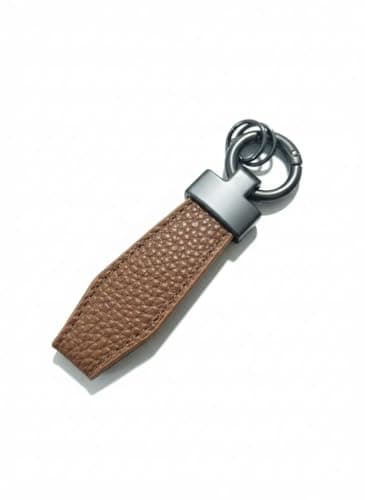 Car keychain and key chain, suitable for car, motorcycle, family (leather and metal, beige)
