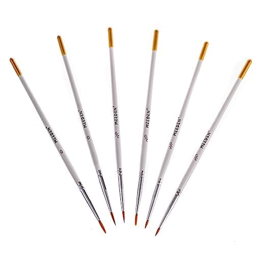 MEEDEN 6PCS Micro Paint Brushes Set, Fine Round Pointed Nylon Brush for Acrylic Watercolor and Oil Painting Fine Tip for Detailing Art Painting, Face Painting, Miniatures, Model Craft Art Painting