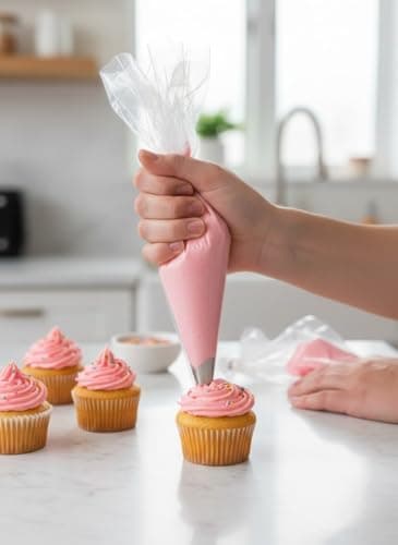Generic Disposable Pastry Bags, pack of 100, Transparent Plastic, Non-Slip Design for Cake Decorating and Precise Dessert Piping. Food storage bag