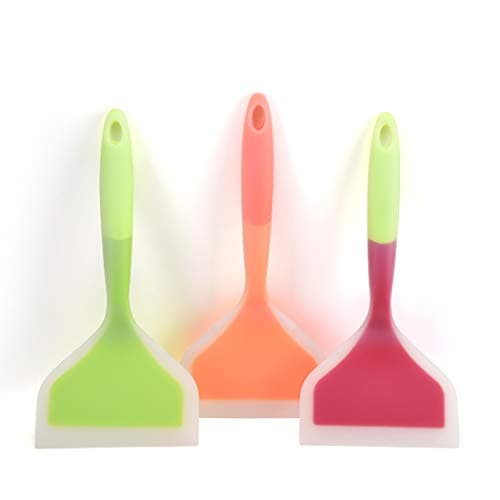 3 piece set orange green green and red silicone jade spatula kitchen tools (size: 10.2 inches long x 4.8 inches wide)