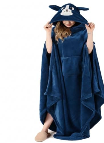 Hooded Blanket with Bunny Design, Polar Fleece, Wearable Throw, from 60 kilo to 130 kilo Apparel