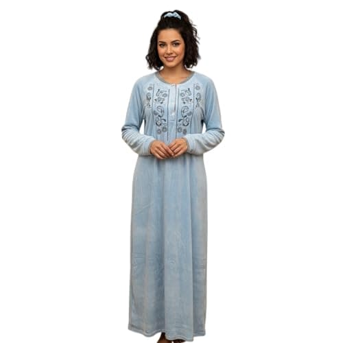 ZECOTEX Women’s Winter Velvet Embroidered Nightgown/Night Dress | عباية شتوي قطيفة مطرزة ناعمة وأنيقة Nightgown nightshirt