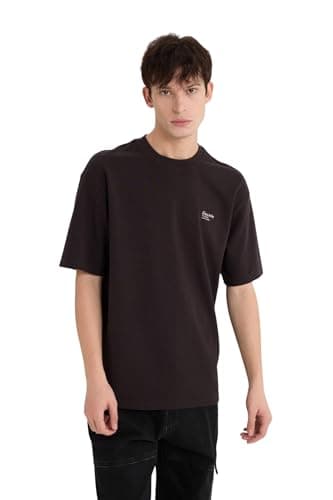 DeFacto Mens Young Boxy Fit Crew Neck Short Sleeve Knitted T-Shirt T-Shirt (pack of 1)