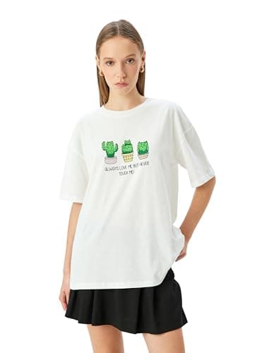 KOTON Womens Printed T-Shirt Modern