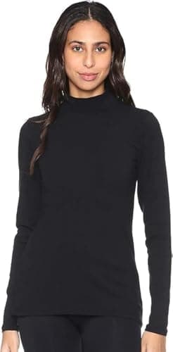 Cottonil Women Long Sleeves High-Neck Solid Cotton Lycra Undershirt Shirt