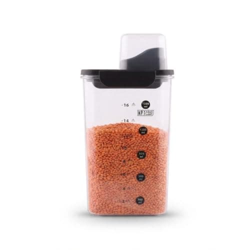 1.6L Acrylic Food Storage Container Airtight Lid Measuring Cup for Legumes