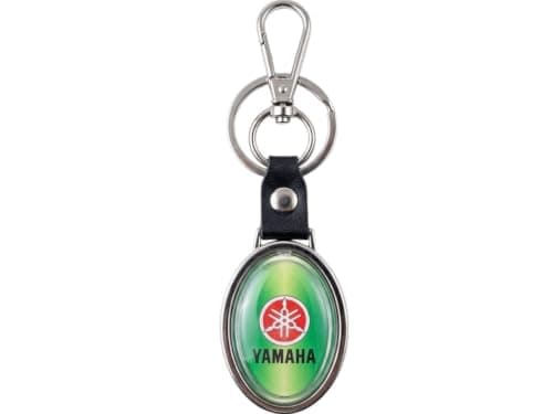 ميدالية مفاتيح ، معدنية بيضاوية مع حزام جلدي، لون أخضر Keychain