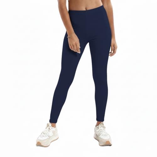 Cottonil Women's Cotton High Waisted Leggings, Full Length, Stretchy Tights Pants