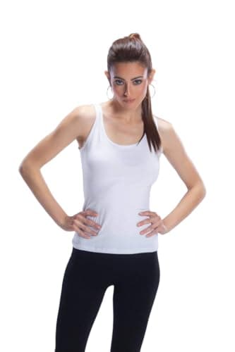 CARINA Women Cotton Sleeveless Tank Top White M