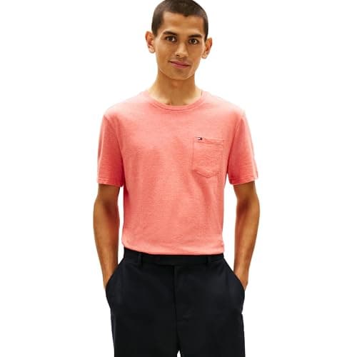 Tommy Hilfiger Mens Short Sleeve Shirt Essential Short Sleeve Cotton Crewneck Pocket T-shirt
