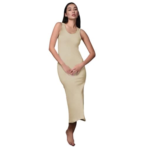 Comodo womens Sleeveless Long Dress Wide Strap Base Layer (pack of 1)