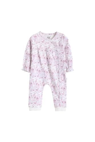 Junior Baby Girls Long Sleeve Romper Jumpsuit - Soft Cotton Blend One-Piece Outfit with Snap Closure, Printed Infant Playsuit, Multicolor, 09