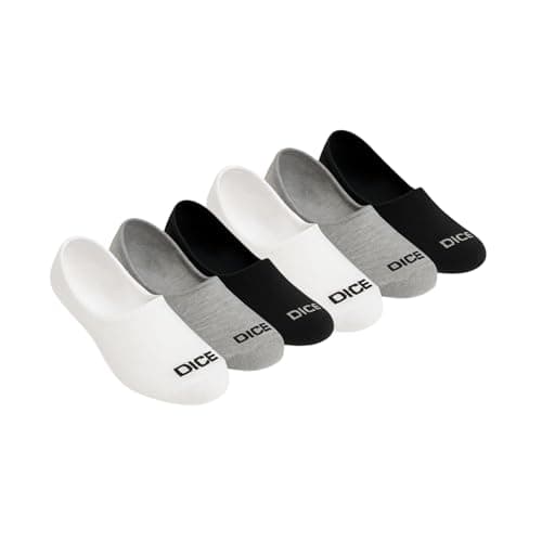 DICE No-Show Socks, 6 Pairs, White Grey Black Navy