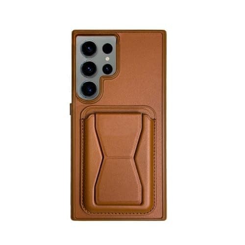 3M Store Leather Case Compatible for SAMSUNG S25 ULTRA Shockproof Leather Back Card Storage & case built-in Stand PU leather for a stylish look, comfortable grip (Brown) Cellular phone case
