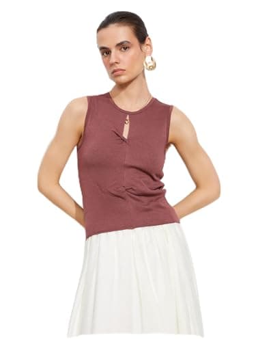 LC WAIKIKI Woman Window Detailed Ruched Women's Knitwear Tank Top