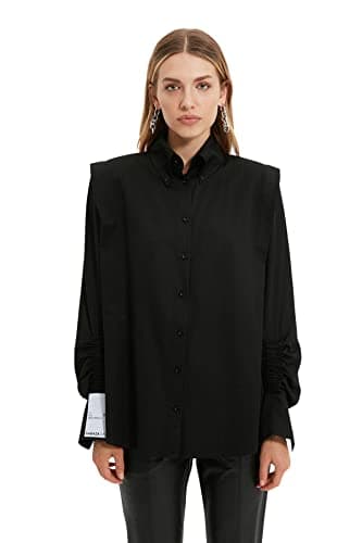 Trendyol Women X Sagaza Studio Ruffle Detailed Woven Poplin Shirt TPRAW22GO1191 Shirt
