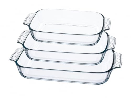 Newhome 06350 French 3L Optimum Rectangular Glass Baking Dish with Gift Box, Heat-Resistant Oven Bakeware for Lasagna, Roasting, Baking and Serving Family Meals Home