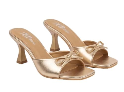 Women's High Heel Mule Sandals Elegant Pointed Toe 5CM | Soft Inner Cushioning, Formal & Party Wear, Metallic Finish, Timeless Classic Style, Lightweight & Durable Shoes