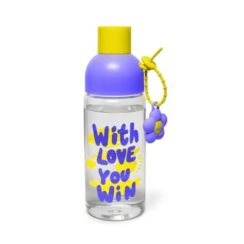 Water Bottle 450 ml, Glass Infuser Bottle with Removable Strainer, BPA-Free Leakproof Lid and Easy-Grip Design for Tea, Fruit Water, Office and Travel, GG-2538 (Yellow, Purple)